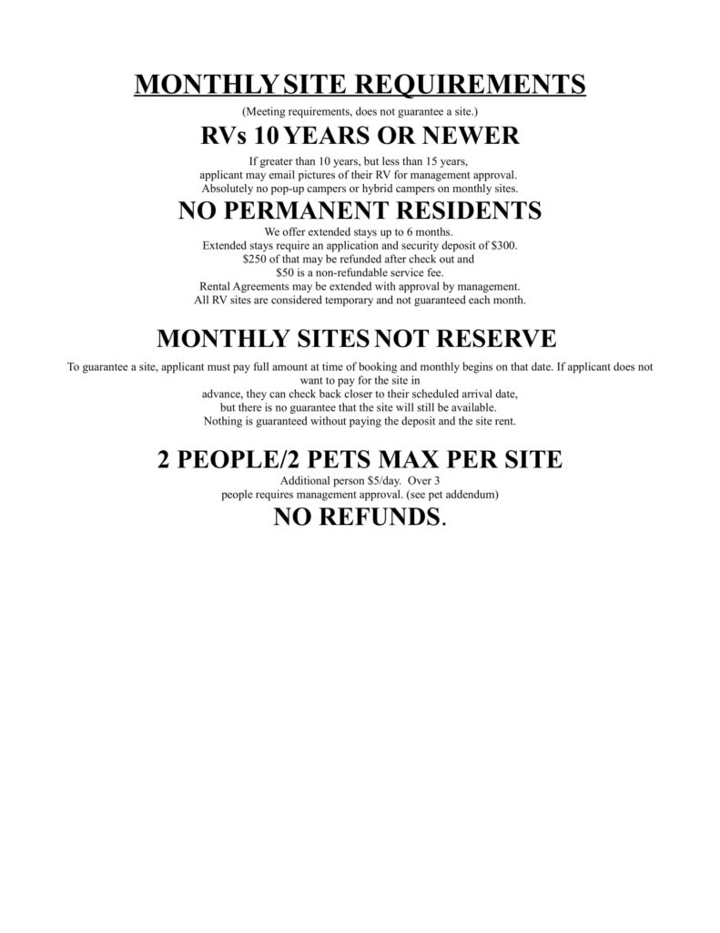 Monthly RV Site Rental1 Campers RV Park